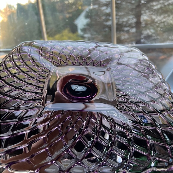 🌸 Vintage Lavender Trellis Pedestal Cake Stand by L.E. Smith | 1950s. - Picture 4 of 7